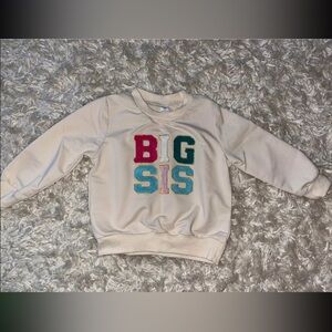 4T 4 Big Sis sister Cream Sweater with cute letters like new